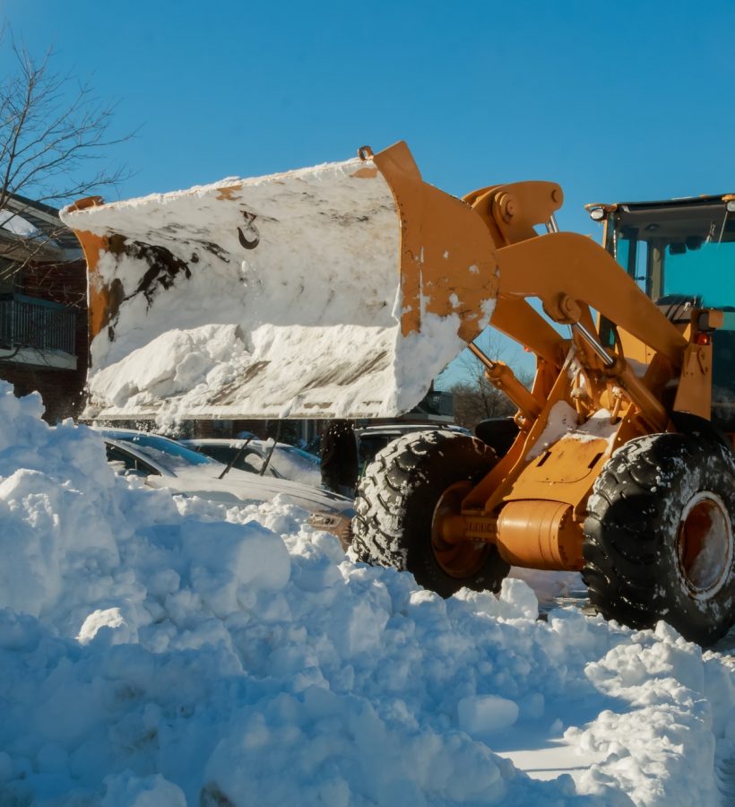 Snow removal vehicle removing snow snow tractor snow removal